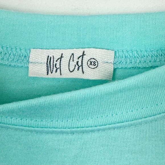 NWT Wst Cst Nordstrom Boxy Crop Oversized Mint White Cow Skull T-Shirt - XS - Picture 2 of 5